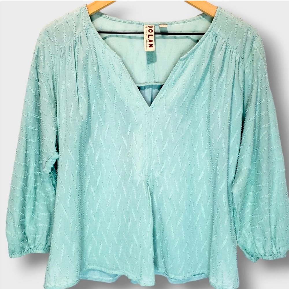 Anthropologie cotton blouse - Dolan Left Coast aqua peasant Alvia top w/ sleeves